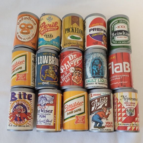 1980's Vintage Chug-a-Can Candy Lot of 15 Beer Soda Spoof Candy Cans - Picture 3 of 5